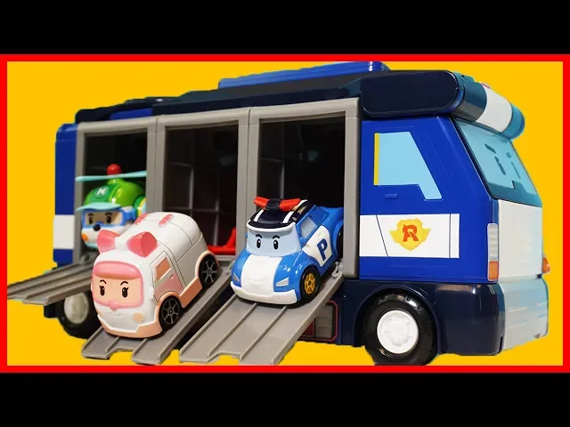變形警車波力 珀利 poli 玩具卡車車庫和汽車跑道